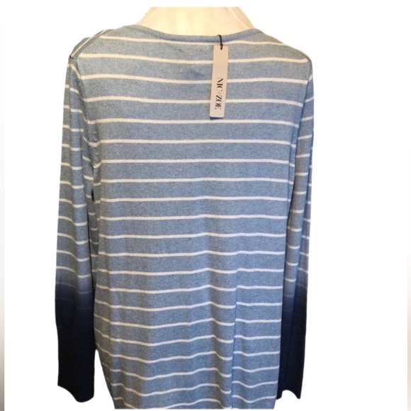 Nic + Zoe Blue/White Striped Sweater Top long Ombré Sleeves - Picture 2 of 4